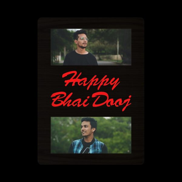 Happy Bhai Dooj (Type 01) Designed 2 Photos Printable White LED Box