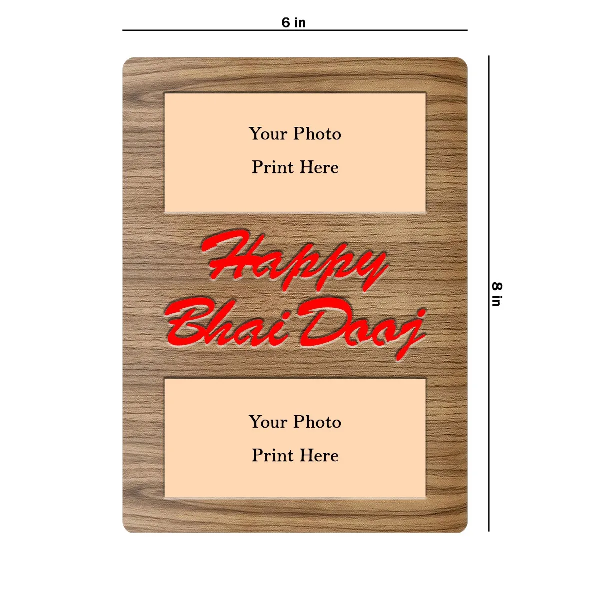 Happy Bhai Dooj (Type 01) Designed 2 Photos Printable White LED Box - Image 3
