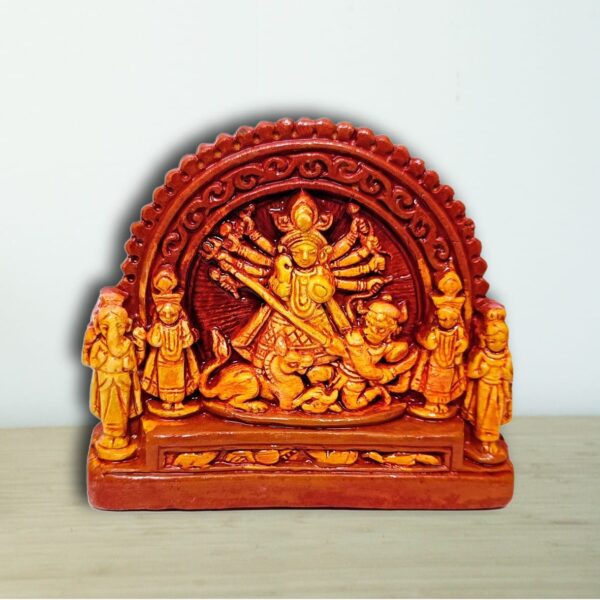 Handcrafted Terracotta Goddess Maa Durga Devi Idol/Murti - Multicolour