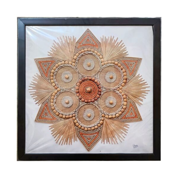 Handcrafted Boho Wall Hanging (D001) Home Décor item - Black Colour, 18"x18" Frame
