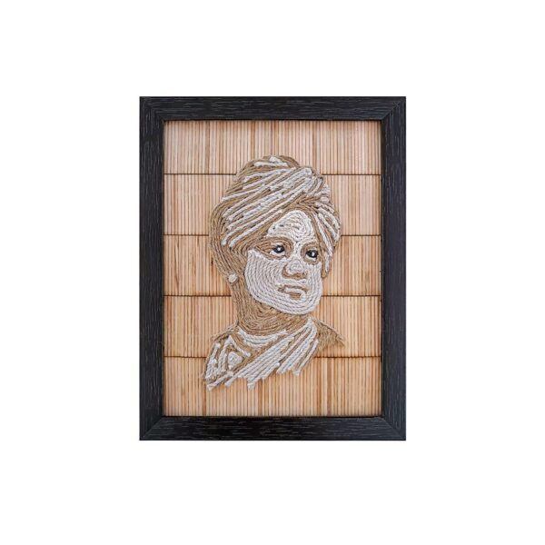 Swami Vivekananda Rope Craft Frame Home Décor item - Black Colour, 6"x8" Frame