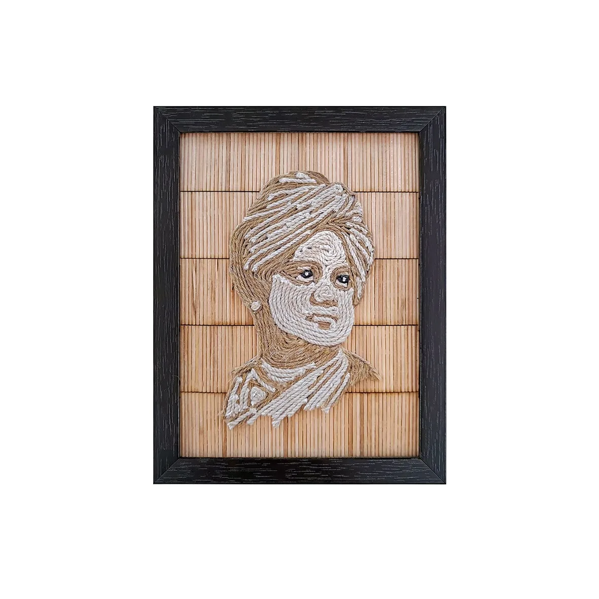 Swami Vivekananda Rope Craft Portrait Frame - Black Colour Frame (Memento Edition) - Image 1