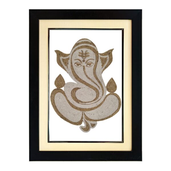 Lord Ganesha Rope Craft Portrait Frame - Black Colour Frame