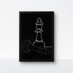 All-black framed chess rope art with white thread on a black background, 9x13 inch handmade decor.