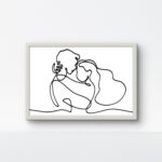 Minimalist white rope art of a couple in a white frame, handmade 9x13 wall decor.