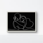 White rope silhouette on black background, 9x13 white frame handmade art.