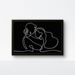 Monochromatic white rope art on black background with black frame wall decor.