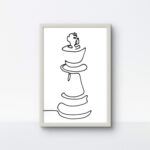 Modern Chess King rope wall decor in a white frame on a white background.