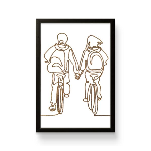 Romantic Bicycle Ride - Handmade String Art | One Rope Art with 8″x12″ Frame
