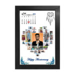 Personalized wooden classic calendar photo frame with heart-shaped collage design – custom anniversary or gift idea.