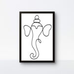 Ganesha handmade string art with a bold black frame and minimalist cotton rope design.