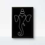 All-black Ganesha string art aesthetic featuring white rope and a sleek black frame.