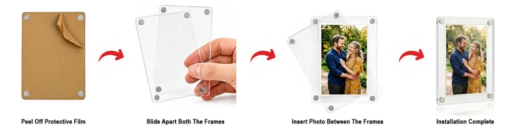 Step by step installation guide for personalized acrylic magnetic photo frame by upahar18