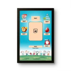 Customized baby birth details classic photo frame blank rectangle shape layout customizable template upahar18