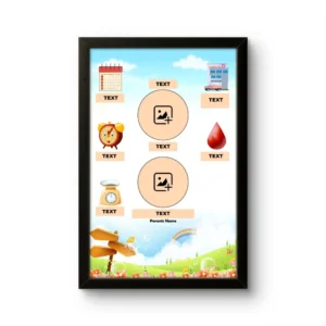 Customized baby birth details classic photo frame blank rainbow theme layout customizable template upahar18