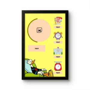 Customized baby birth details classic photo frame blank yellow layout donald duck theme customizable template upahar18