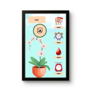 Customized baby birth details classic photo frame blank floral orchid layout customizable template upahar18
