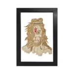 Upahar18 Bajrangbali Rope Craft Portrait Frame encased in a neat black rectangle border displaying a handmade Lord Hanuman bust made of natural brown and off-white ropes.