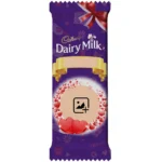 A purple valentine-themed customized Cadbury Dairy Milk wrapper template by upahar18, showing a blank circular photo printed frame with an image placeholder icon and a gold ribbon.