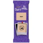 An elegant floral patterned purple customized Cadbury Dairy Milk wrapper design by upahar18, featuring a retro Polaroid frame placeholder and a beige text box.