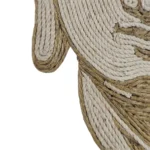 Close-up texture view of Upahar18 Goutam Buddha Rope Craft Portrait Frame highlighting the smooth curves of Lord Buddha's ear and neck made from manually glued white cotton and natural jute ropes.