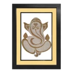 Upahar18 Lord Ganesha Rope Craft Portrait Frame styled in a luxury double border featuring a warm cream inner mount layer and a solid black outer frame.