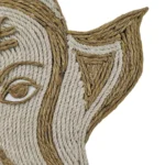 Close-up detail of Upahar18 Lord Ganesha Rope Craft Portrait Frame showing the artistic eye, forehead tilak, and structured ear shaped perfectly with cotton and jute ropes.