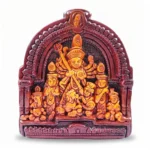 High-resolution front shot of upahar18 premium Terracotta Goddess Maa Durga Devi idol showcasing artistic clay framework from Krishnanagar on a white background.