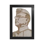Upahar18 Netaji Subhas Chandra Bose Rope Craft Portrait Frame in a neat black rectangular border displaying the side profile handmade portrait of Netaji in his INA uniform.