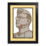Upahar18 Netaji Subhas Chandra Bose Rope Craft Portrait Frame designed with a premium double border consisting of a cream inner mount and a solid black outer frame.