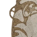 Close-up texture view of Upahar18 Netaji Subhas Chandra Bose Rope Craft Portrait Frame showing the precise detailing of his military cap and spectacles rim made from cotton and jute ropes.