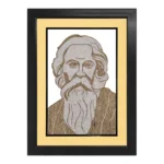 Upahar18 Rabindranath Thakur Rope Craft Portrait Frame styled in a luxury double border featuring a warm cream inner mount layer and a sturdy black outer frame.