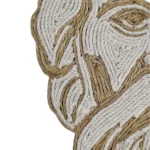 Close-up texture view of Upahar18 Rabindranath Thakur Rope Craft Portrait Frame showing the intricate wavy details of his iconic beard and hair made from glued white cotton and jute ropes.