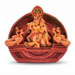 Premium upahar18 handcrafted colored Terracotta Radha Krishna idol with peacock motifs, crafted by traditional clay artisans of Krishnanagar.