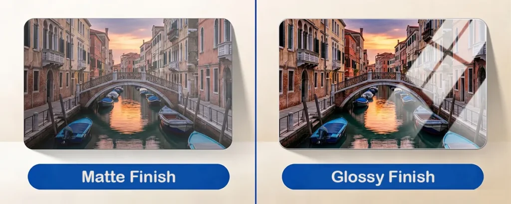 Matte lamination vs glossy lamination comparison for personalized photo fridge magnet and frame by upahar18