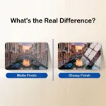 Matte lamination vs glossy lamination comparison for personalized photo fridge magnet and frame by upahar18