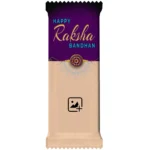 Upahar18 Cadbury Dairy Milk chocolate bar featuring a royal purple and cream customize design wrapper with the English text Happy Raksha Bandhan, an intricate rakhi motif, and an image placeholder for a personalized photo chocolate look.