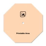 An octagonal design template layout of a upahar18 Wall clock showing a blank peach-colored printable area with a central custom photo placeholder icon.