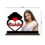 A product dimension chart displaying the exact size measurements of 10 inches width and 8 inches height for the upahar18 personalized cloud name and custom photo printed MDF cutout standee.
