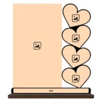 A product dimension chart displaying the exact size measurements of 10 inches width and 12 inches height for the upahar18 personalized custom photo printed MDF cutout standee collage with a heart theme.