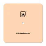 A square design template layout of a upahar18 Wall clock showing a blank peach-colored printable area with a central custom photo placeholder icon.