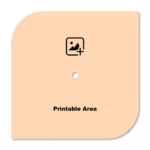 A custom square design template layout of a upahar18 Wall clock showing a blank peach-colored printable area with a central image upload placeholder icon.