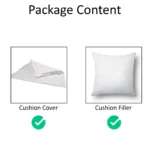 Package content of personalized custom photo cushion with separate white cushion cover and soft cushion filler by upahar18.