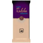 Upahar18 Nestlé KitKat chocolate bar featuring a royal purple and cream customize design wrapper with the English text Happy Raksha Bandhan, an intricate rakhi motif, and an image placeholder for a personalized photo chocolate layout.