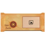 Horizontal Upahar18 Nestlé KitKat wrapper featuring a premium golden-cream customize design with an intricate traditional rakhi thread vector, elegant English text Raksha Bandhan, and an empty rectangular photo chocolate slot.