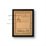 An upahar18 personalized custom engraved frame for birthday wishes placed beautifully on a rustic wooden table in a brightly lit cozy room setting, highlighting the elegant matte finish of the MDF memento.
